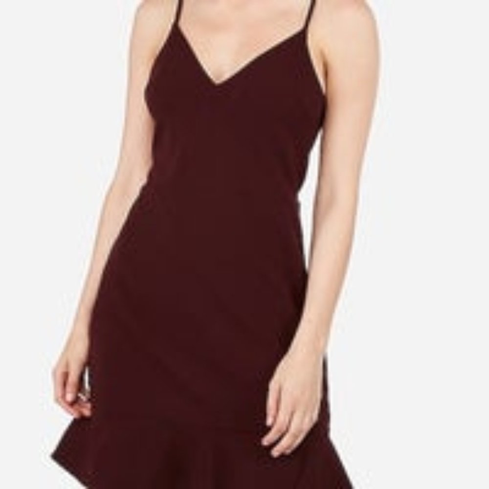 Maroon fitted knee length dress